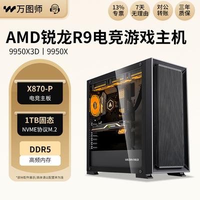 AMD锐龙Ryzen9 9950X3D/9950X电竞吃鸡游戏台式DIY组装主机电脑