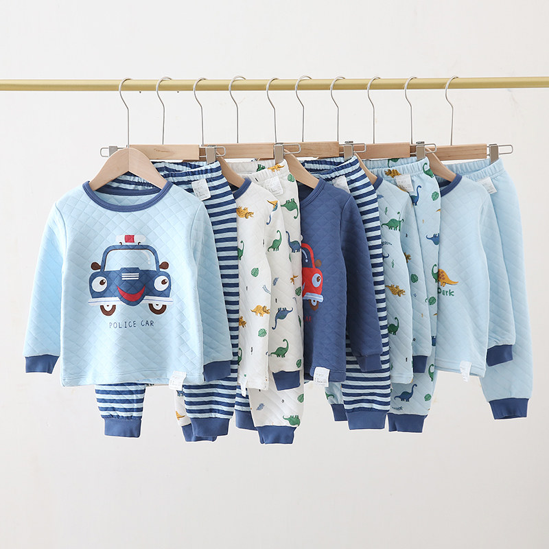 韩版儿童家居服纯棉加厚宝宝睡衣裤秋冬新款童装男童保暖内衣套装