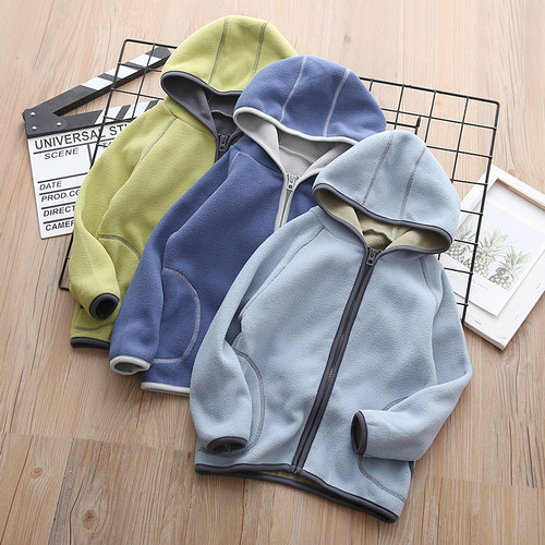 连帽摇粒绒男童外套春秋不起球