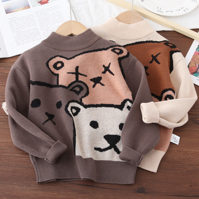 半高领男童针织毛衣纯棉秋冬款