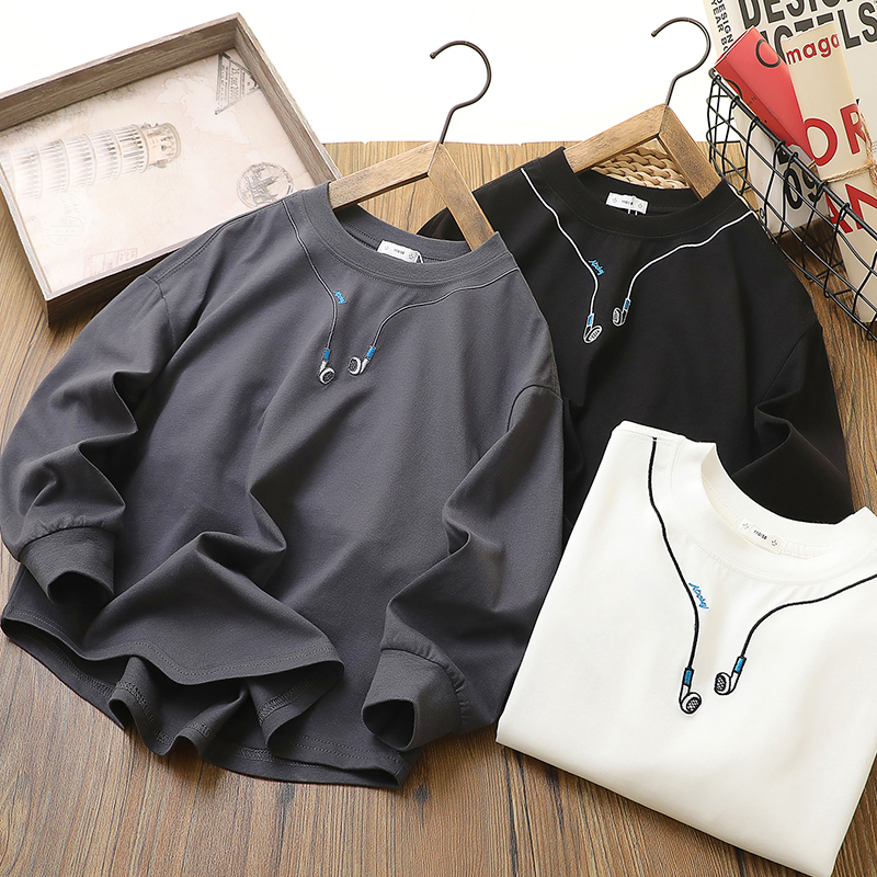 男童t恤长袖韩版中大童圆领打底衫洋气2025新款春装儿童纯棉上衣