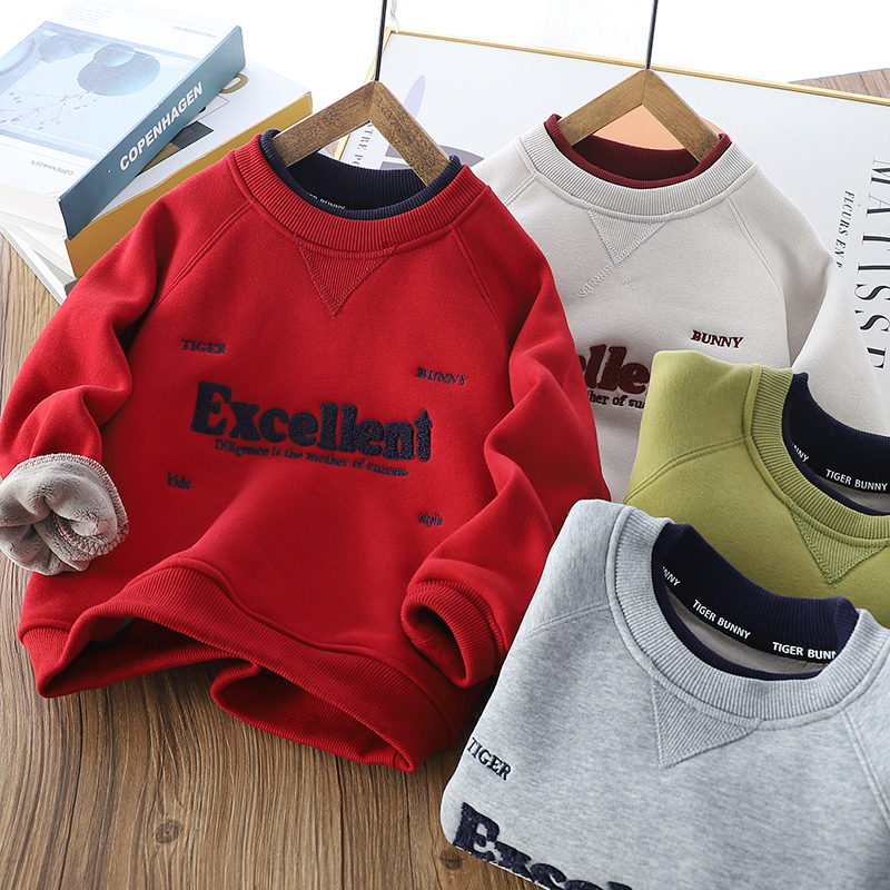 冬季加厚密密绒儿童保暖卫衣洋气