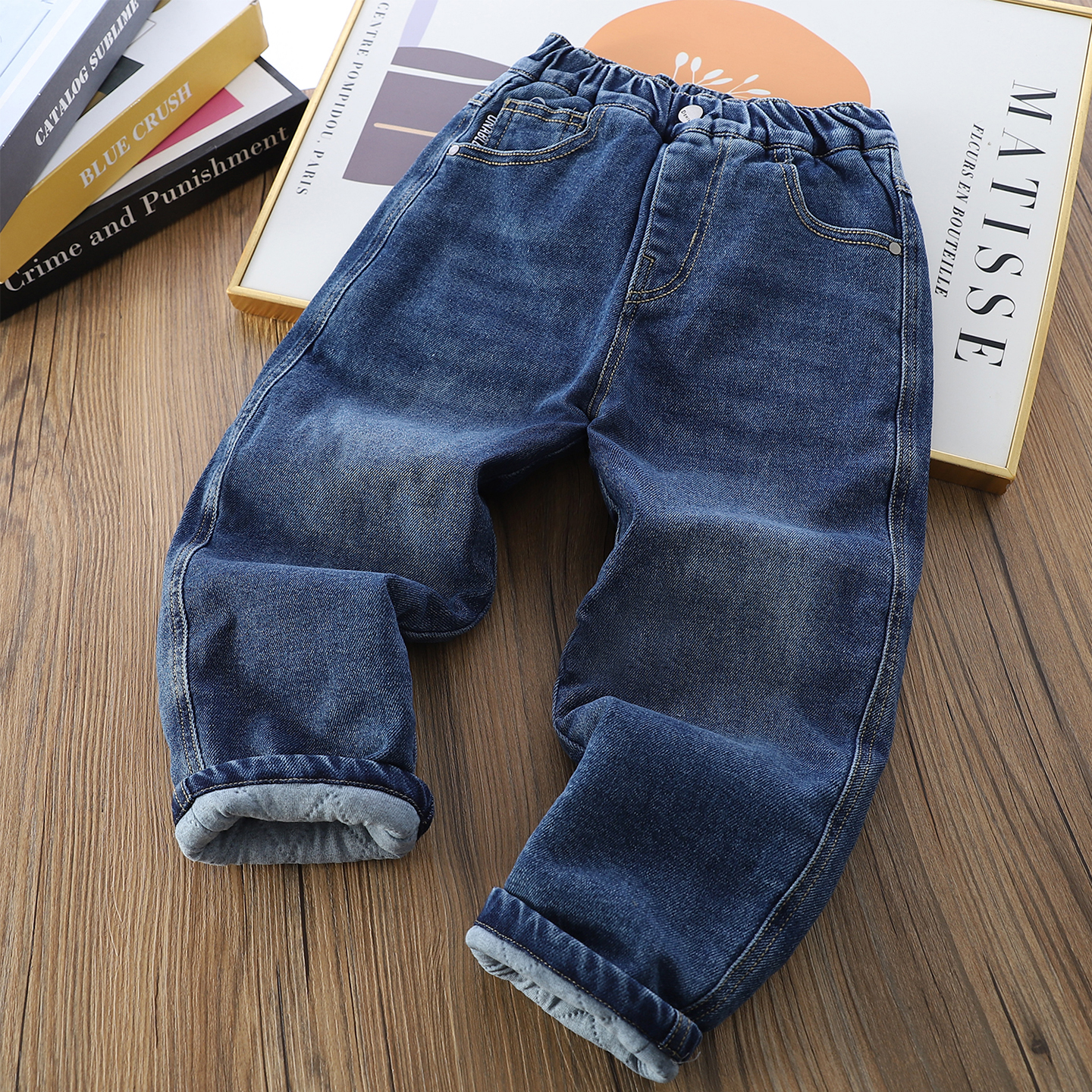 男童加绒牛仔裤儿童双层夹裤加厚秋冬款2025新款男孩裤子棉裤保暖