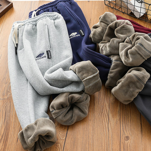 冬季加厚保暖撸猫绒儿童运动裤