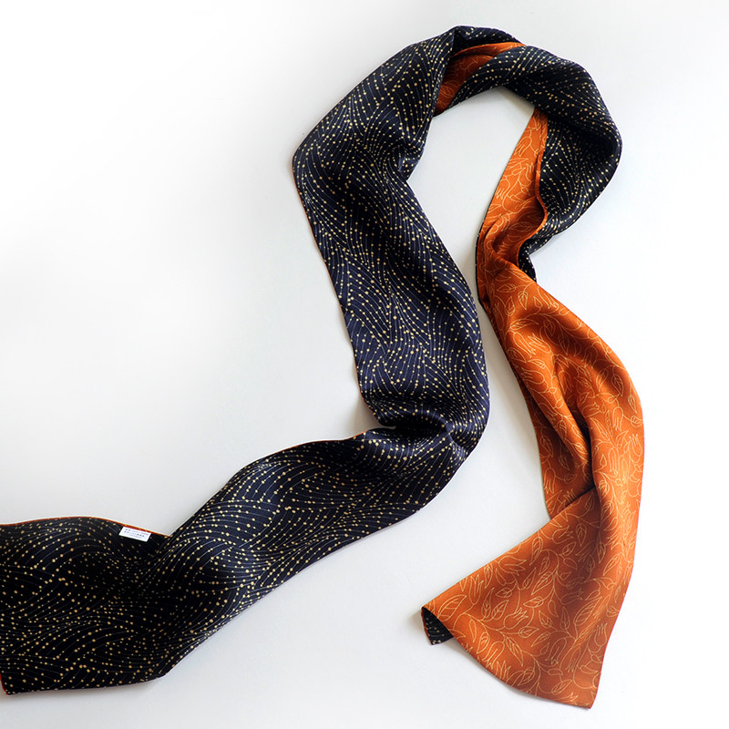 纯桑蚕丝飘带真丝小丝巾领巾围巾长巾双色男女春秋冬领带围脖丝带