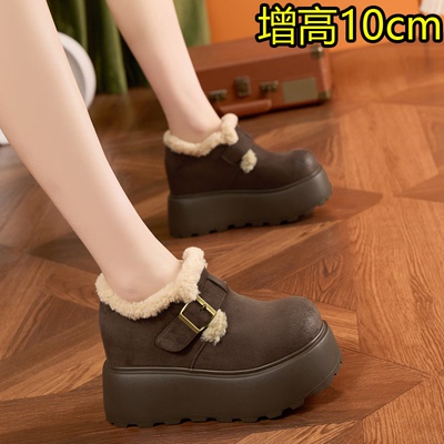 勃肯鞋女冬季加绒增高10厘米百搭