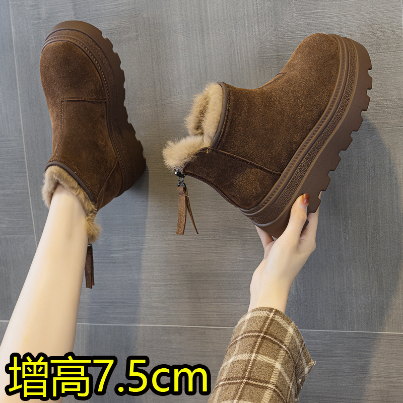 雪地靴女内增高8cm保暖棉鞋百搭