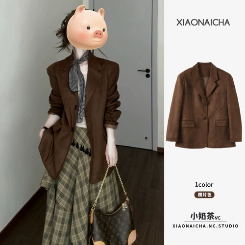 Ретро осенний пиджак классического кроя для отдыха, комплект, в американском стиле, оверсайз