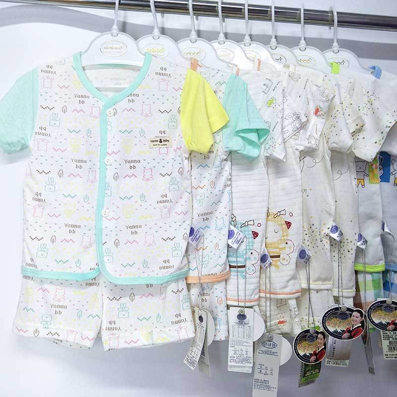 嬰奈兒嬰兒短袖短褲內(nèi)衣套裝兒童夏季薄男女竹纖維寶寶睡衣家居服