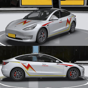 特斯拉model3车贴拉花 ModelS ModelX贴纸车身改装饰遮痕汽车机盖