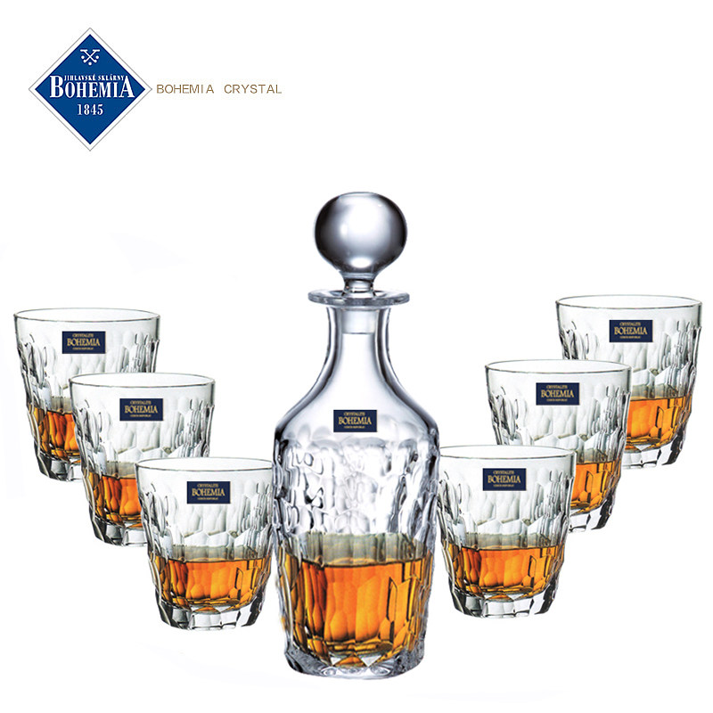 捷克BOHEMIA进口水晶玻璃洋酒威士忌杯子啤酒瓶壶醒酒器酒樽套装