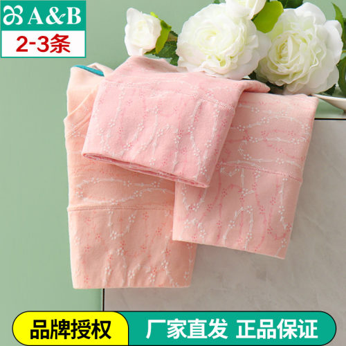 女士中高腰印花弹力棉质抗菌短裤