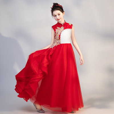 女童中式旗袍高端洋气古筝公主裙