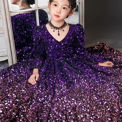 女童高端洋气长袖公主裙礼服秋冬