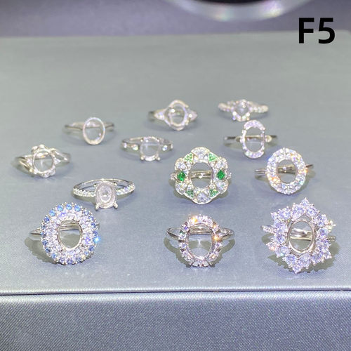 S925银 空托 戒指 7x9银托 简约款式豪华款式 电镀18K金可镶嵌