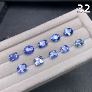 天然蓝宝石裸石 冰川蓝宝石 刻面 全净体 矢车菊蓝宝 戒面新品