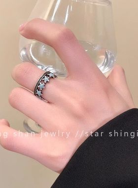 vintage中古滴釉戒指女时尚个性高级感古着开口尾戒百搭指环潮