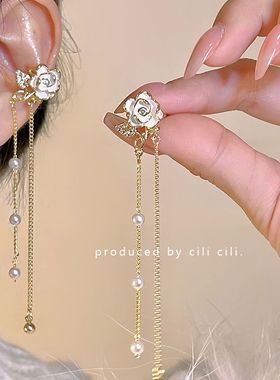 clli奶油茉莉~甜美白色花朵无耳洞耳骨夹森系小众高级感耳饰耳夹