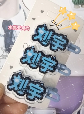 刘宇名字周边应援趣味发卡创意高颜值发夹刘海爆款鸭嘴头饰