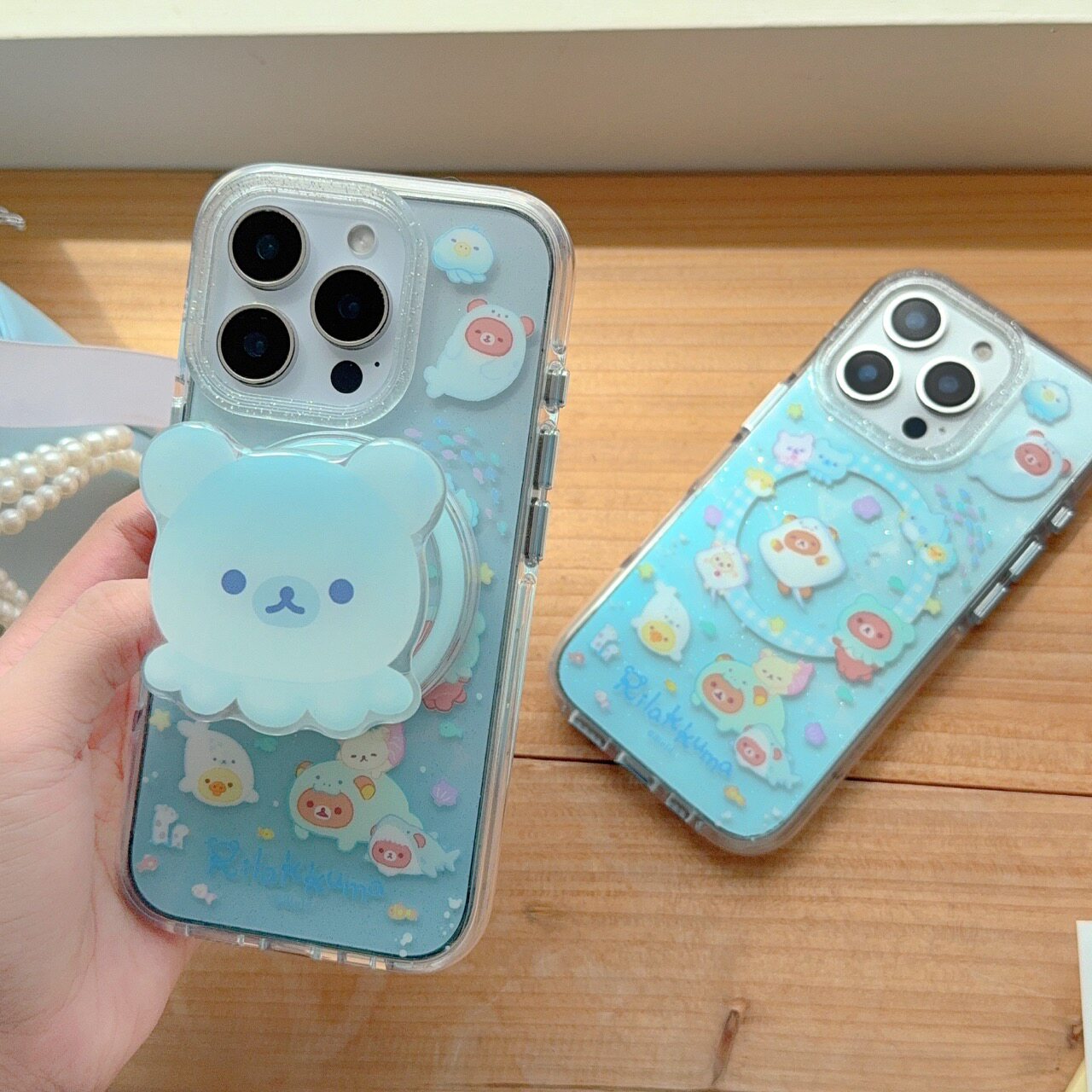 磁吸壳章鱼变装轻松熊带支架iPhone16/15手机壳适用苹果14/13promax气囊双层硬壳小清新少女心可爱卡通夏天
