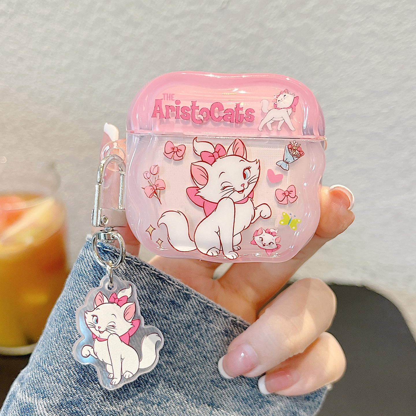 ins可爱卡通玛丽猫少女心挂件适用苹果AirPods1/2保护套AirPods4代耳机套无线蓝牙耳机壳airpodspro2三代防摔