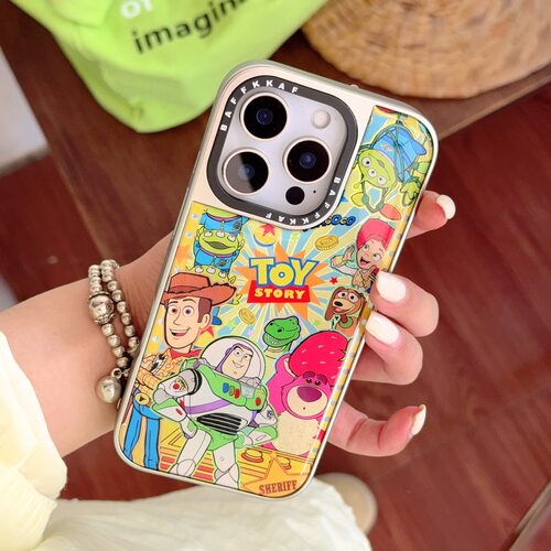 韩系电镀银框可爱鎏金玩具总动员适用苹果17手机壳iPhone16promax新款15Pro高级感滴胶硬底防摔套14双层18pro