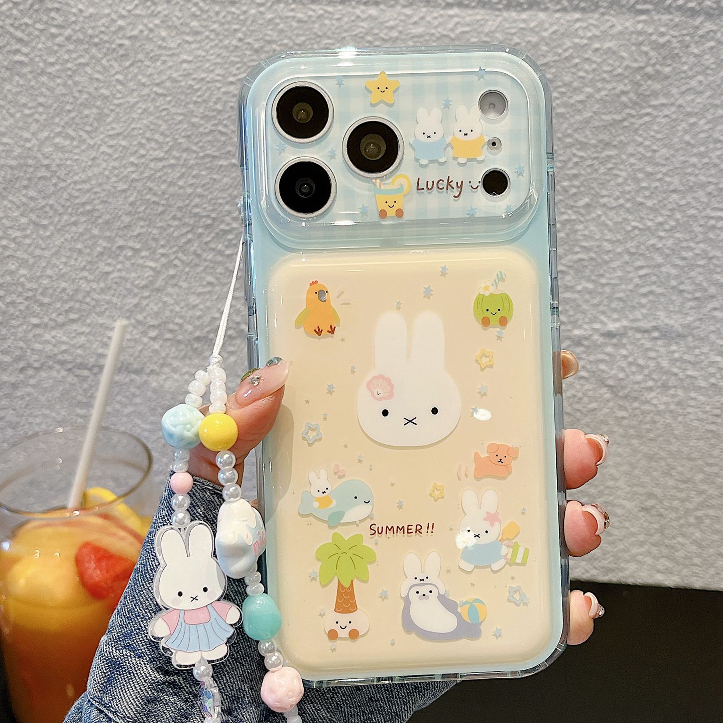 ins夏日清新可爱卡通米菲适用苹果17手机壳iphone16promax高级感双层IMD硬底15pro保护套16pm防摔全包带链条图片