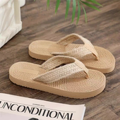 情侣外穿潮流夹脚女拖傣族平底男拖鞋 女夏季 仿麻草编人字拖鞋 新款