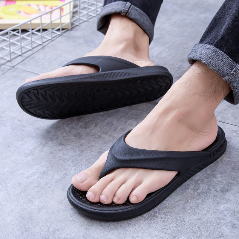 黑色拖鞋男士夏季新款人字拖外穿防滑夹脚厚软底海边沙滩凉拖鞋男