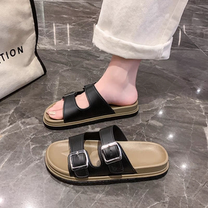 厚底凉拖鞋女鞋夏季居家外穿新款套脚勃肯超火踩屎感沙滩一字拖鞋