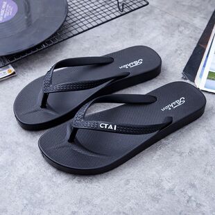 人字拖鞋男子新款夏季外穿防滑凉拖潮流休闲夹脚海边沙滩凉鞋黑色