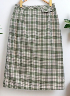 《尤》折扣女装春夏秋韩系风格子半身裙A字裙中长款裙子9968清仓