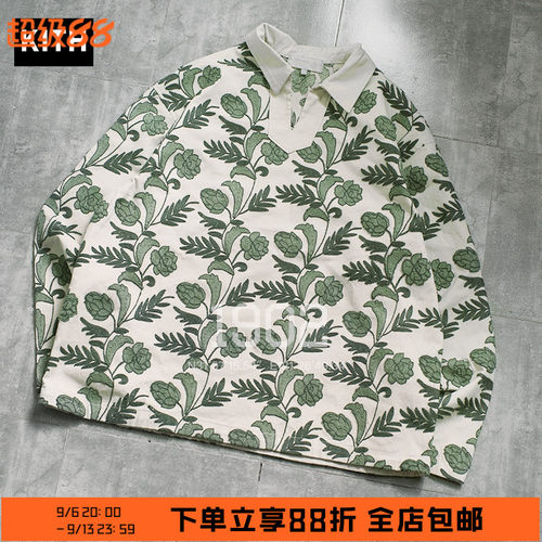 现货 KITH 24SS GEOMETRIC KNIT COHEN 花链刺绣POLO衫长袖T恤
