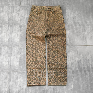 New 25SS Classic Jeans 现货 Denim水洗做旧豹纹牛仔长裤 Stussy