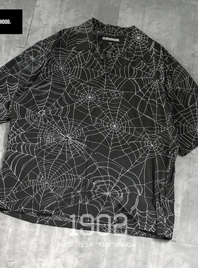 7折 NEIGHBORHOOD 23SS SPIDERWEB HAWAIIAN蜘蛛网夏威夷短袖衬衫