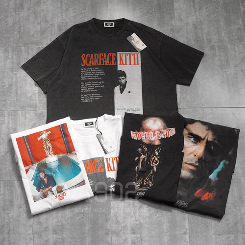 Kith疤面煞星联名款做旧短袖t恤