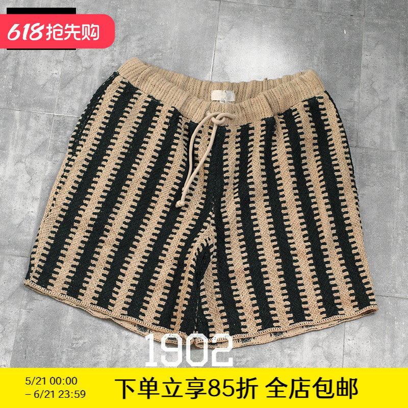 现货 Kith Crocher Curtis Short 镂空条纹钩织休闲五分裤 短裤