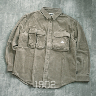 现货 PALACE 22AW CARGO CORD SHIRT 三角LOGO灯芯绒工装长袖衬衫