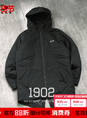 现货 OAKLEY INSULATION HALF COAT 防风中长款连帽夹克保暖棉服