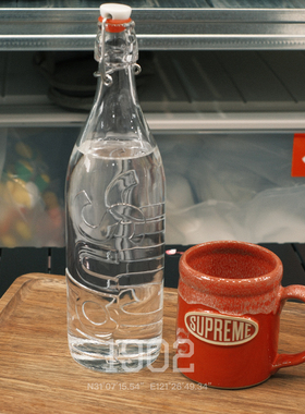 现货 Supreme Swing Top 1.0L Bottle 大容量 透明玻璃水瓶 水壶