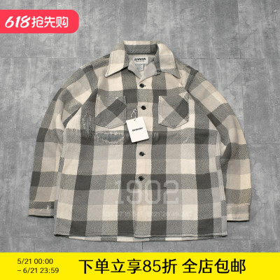 现货BOWWOW25AW补丁格子衬衫