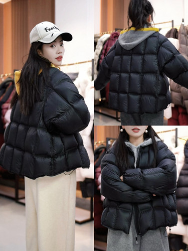 12/20 原创泡芙欧洲站圆领无帽定格豆腐块锁绒防跑绒高货90白鸭绒