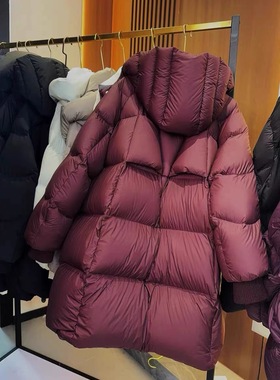 全身充绒90白鹅绒2025年冬季新款设计感大牌显瘦黑色中长款羽绒服