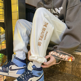 主推加绒加厚英文字母刺绣卫裤！男女中性休闲运动束脚裤NB688，男装休闲裤，电商C303