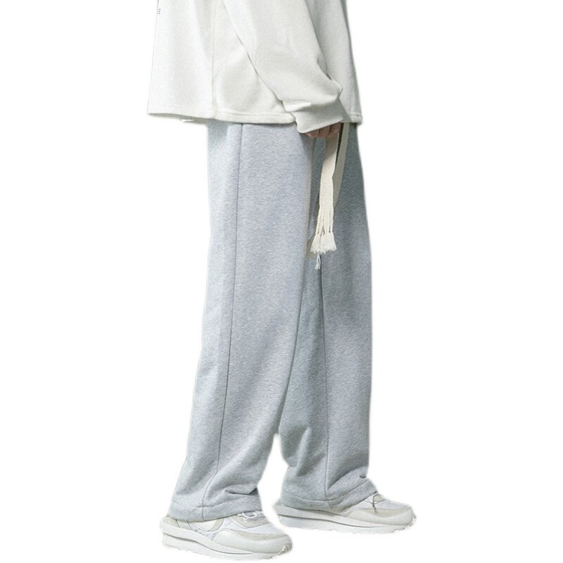 加绒加厚编织粗绳阔腿运动裤男女中性宽松NB676常规加绒,男装休闲裤,电商C303