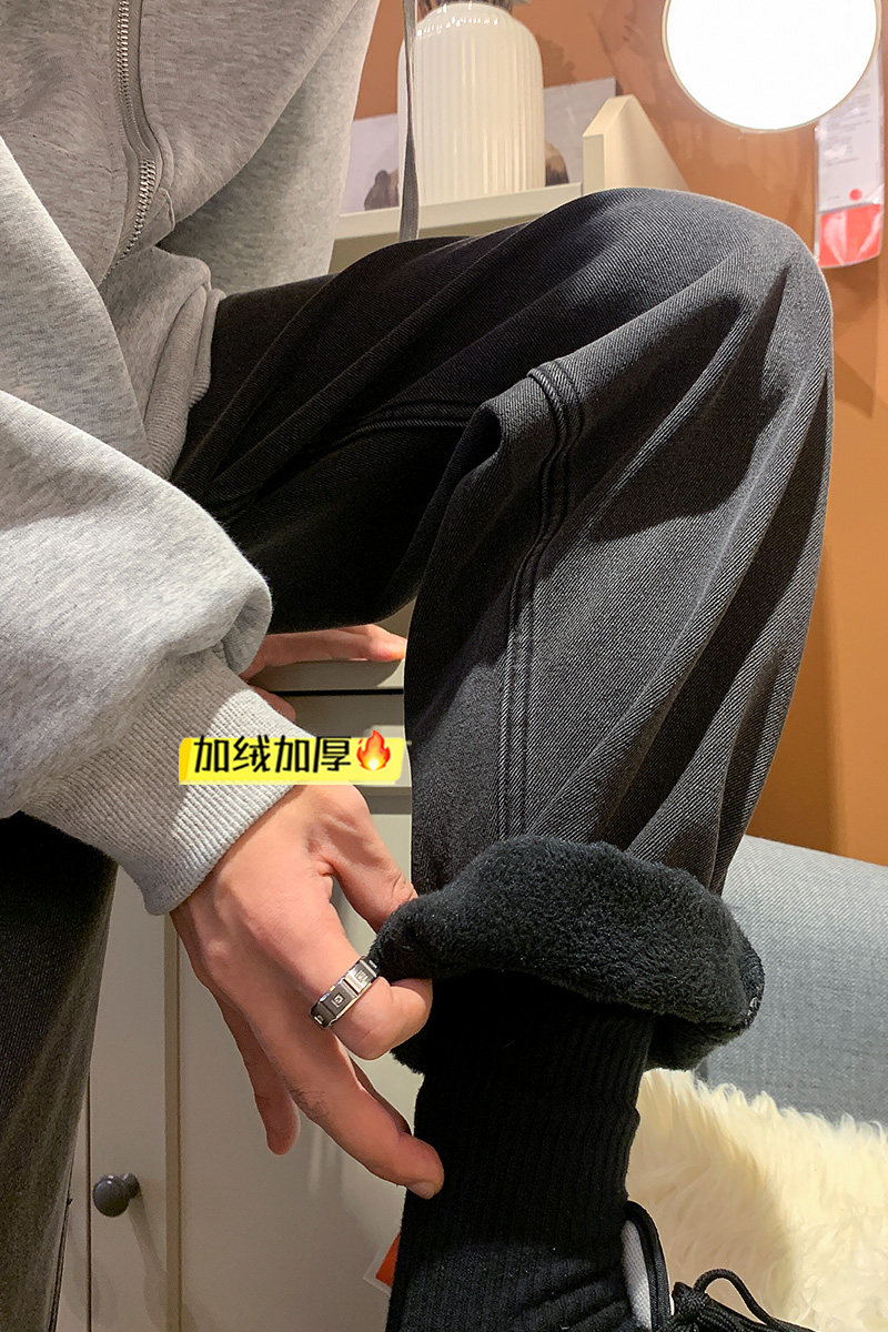 转化高主推加绒加厚牛仔裤！男女中性宽松直筒裤NB693,男装牛仔裤,电商C303