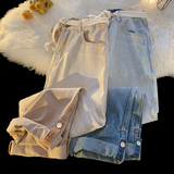 转化高抖音得物渐变牛仔裤男女中性宽松粗绳卷边裤高街NB805P55，男装牛仔裤，电商C303