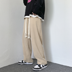 点击12%加厚灯芯绒休闲裤！男女中性宽松编织粗绳拖地裤NB677图片