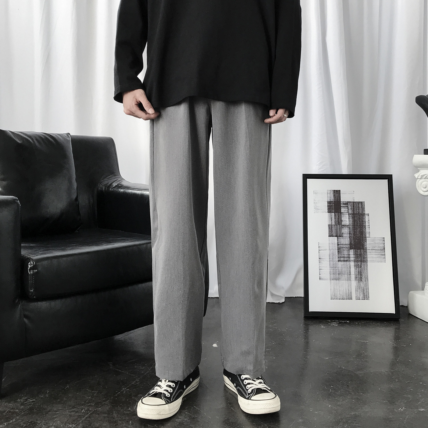大货主推！转化8%2021春季直筒休闲裤宽松西装裤NB888P45,男装休闲裤,电商C303