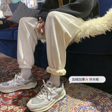 现货主推加绒加厚华夫格休闲裤！男女中性宽松束脚裤NB680，男装休闲裤，电商C303